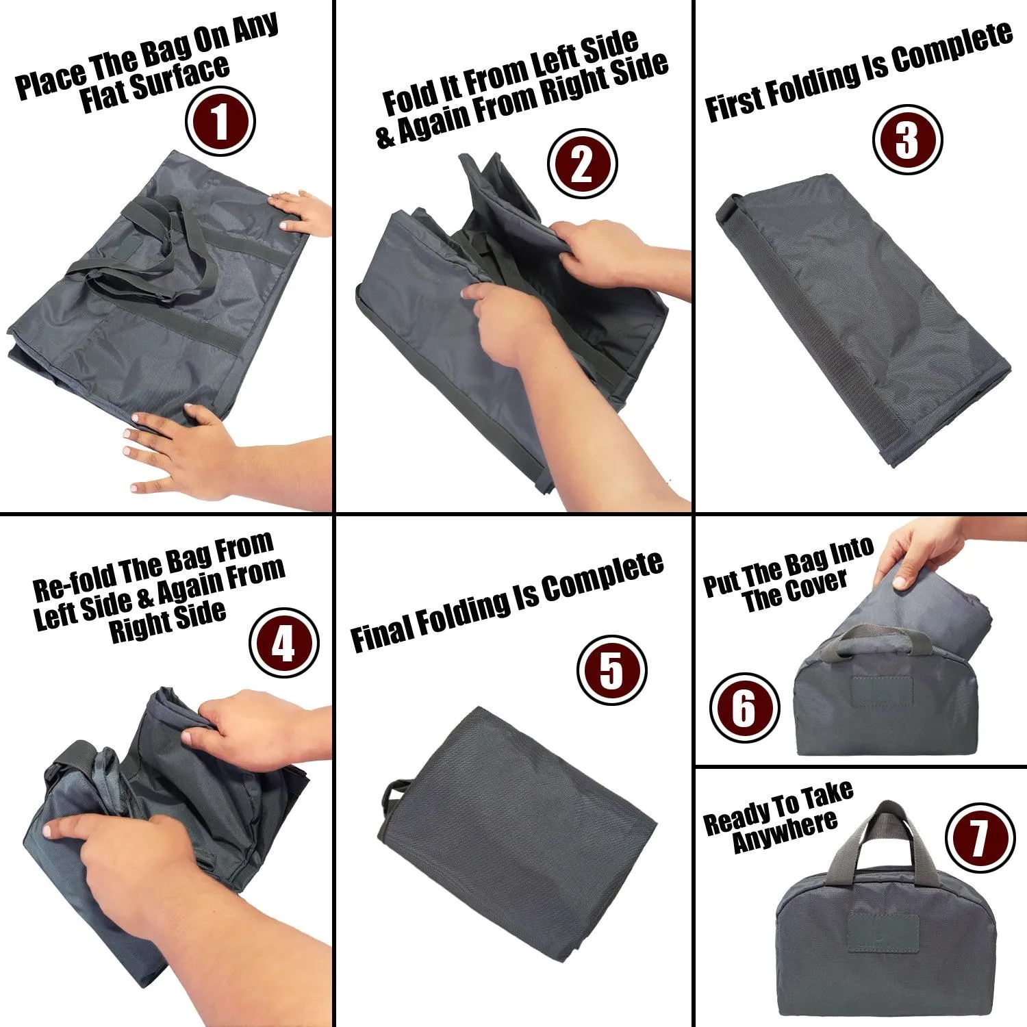 Deeya Ballistic Nylon Large Size Unisex Foldable Travel Duffle Bag with Small Cover Bag (Grey)
