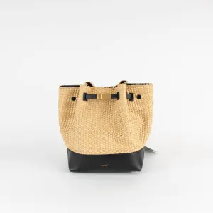 Demellier New York Raffia Leather Bucket Bag