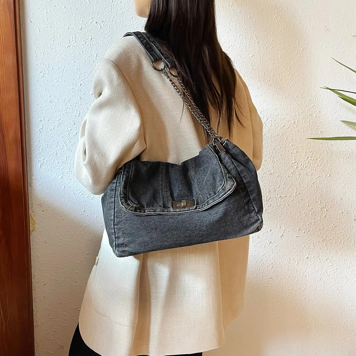 Denim Crossbody Bag Jean Purses for Women Denim Handbags Clutch Purse Shoulder Bags