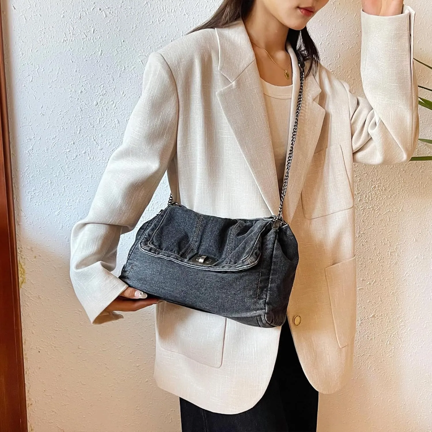 Denim Crossbody Bag Jean Purses for Women Denim Handbags Clutch Purse Shoulder Bags