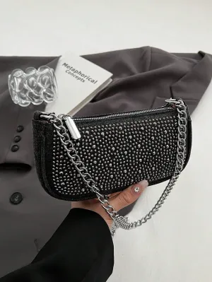 Denim Diamond-Studded Shoulder Bag- FD ⚡