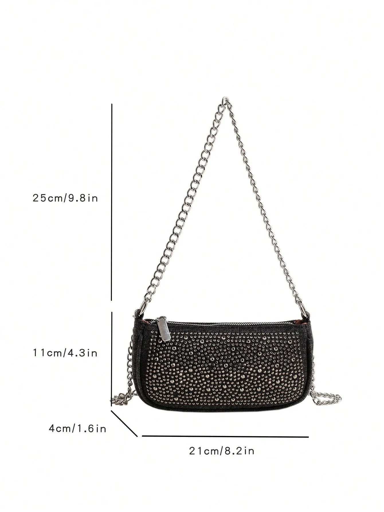 Denim Diamond-Studded Shoulder Bag- FD ⚡