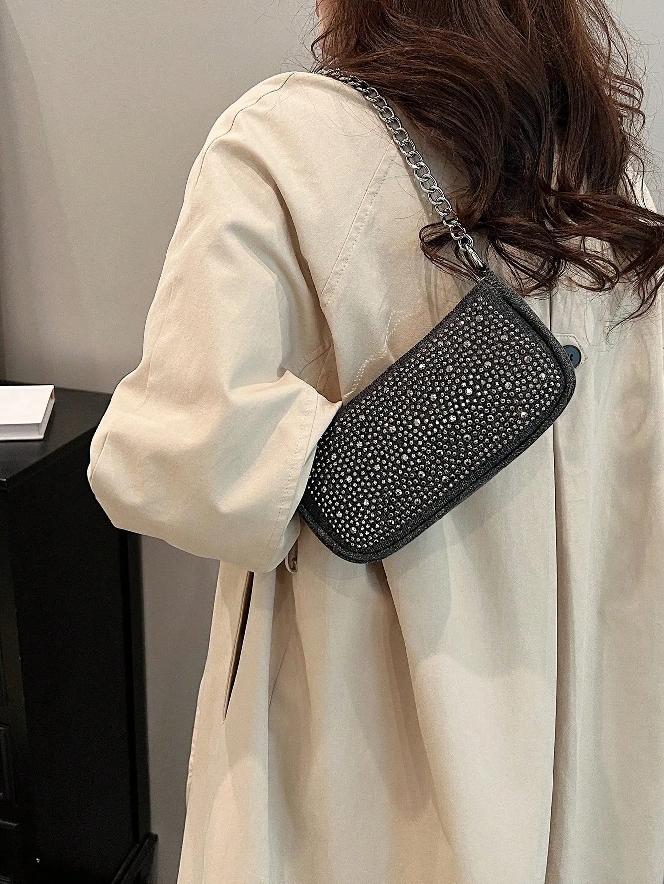 Denim Diamond-Studded Shoulder Bag- FD ⚡