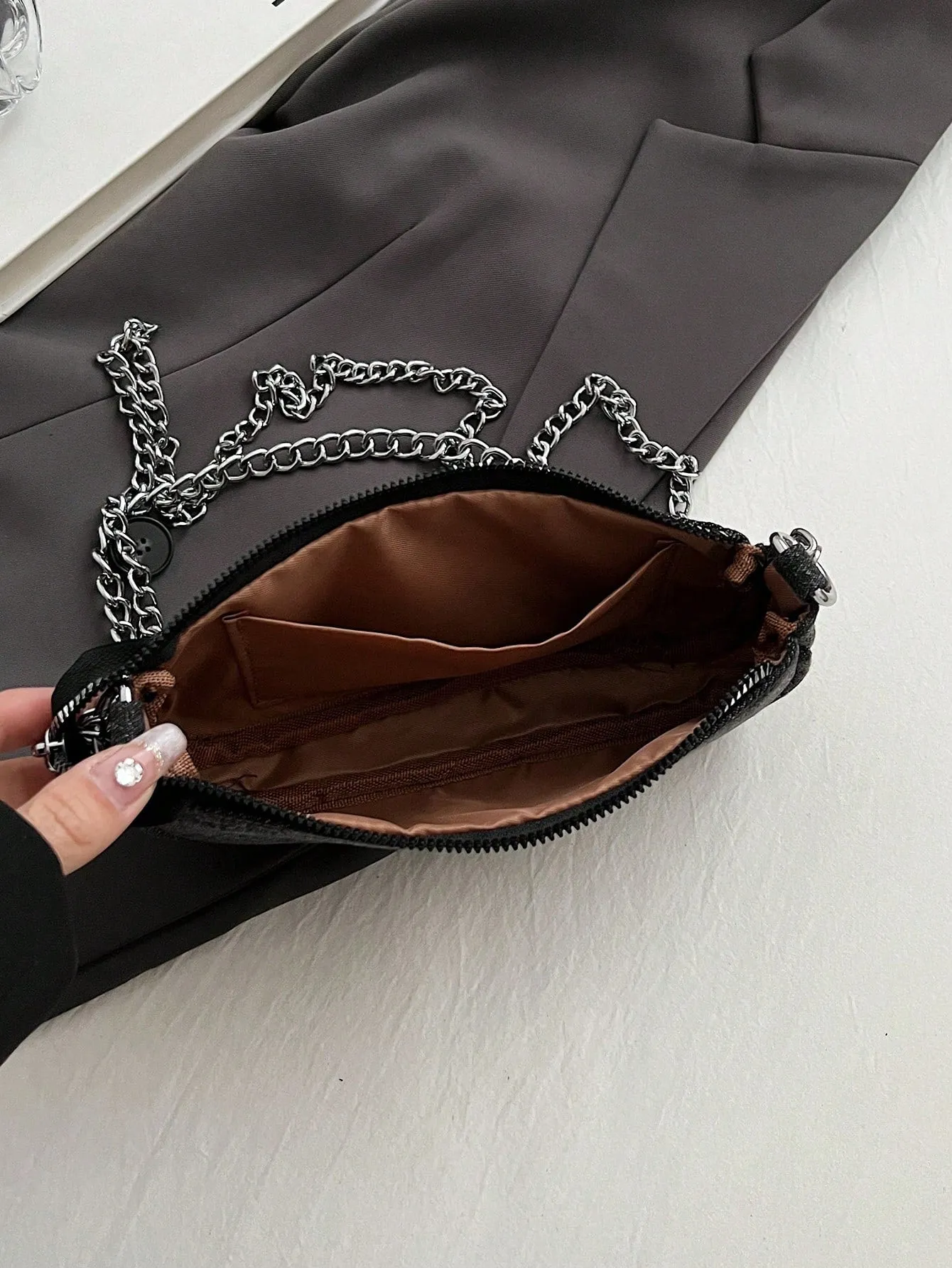 Denim Diamond-Studded Shoulder Bag- FD ⚡