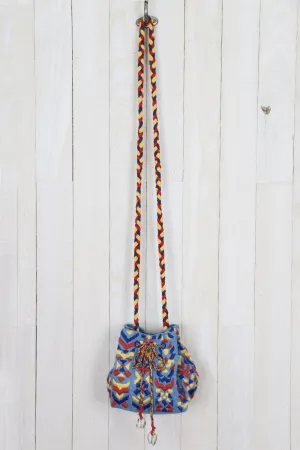 Denim Embroidered Bucket Bag
