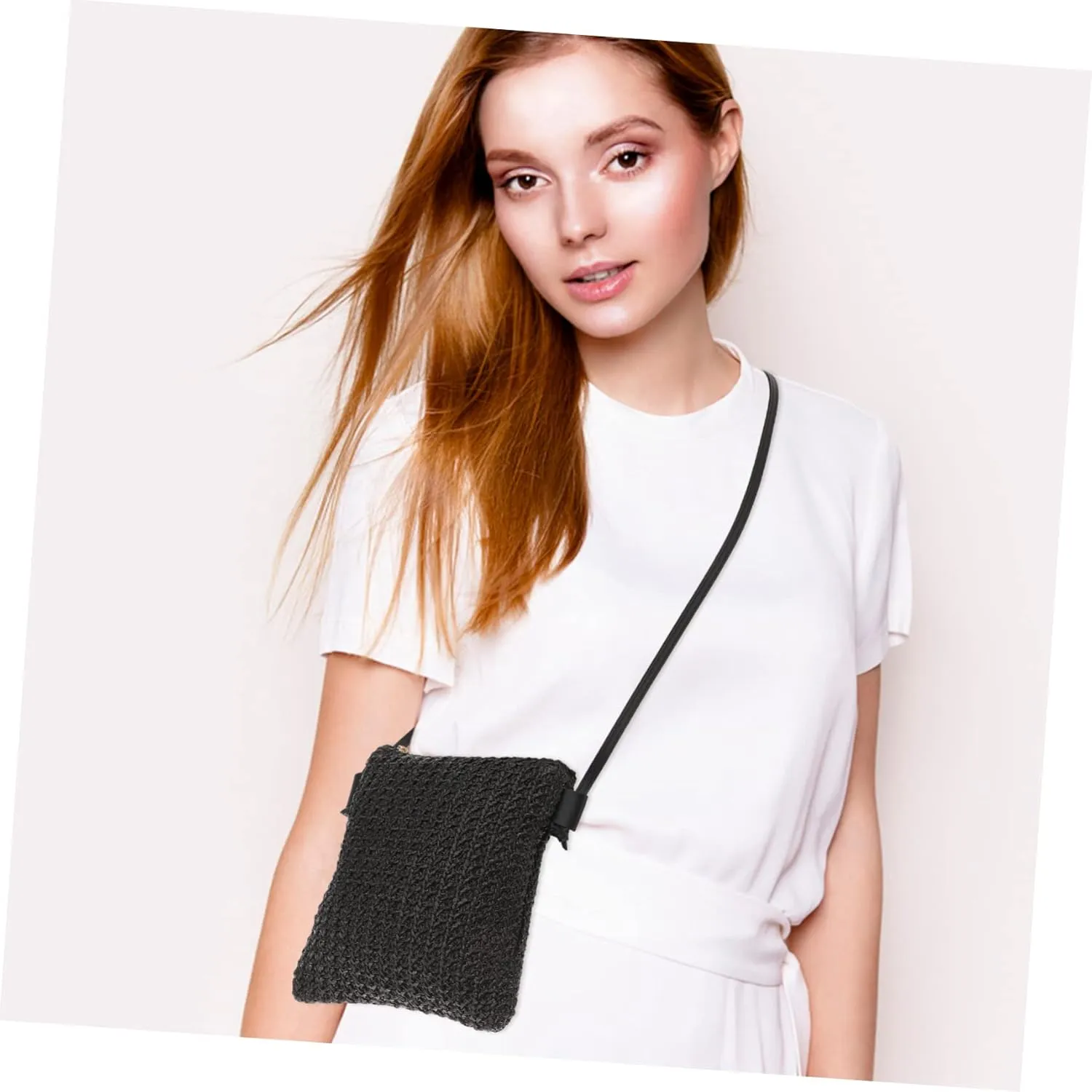 Diagonal Straw Bag Small Black Crossbody Purse Woven Purses for Women Black Purse for Women Shoulder