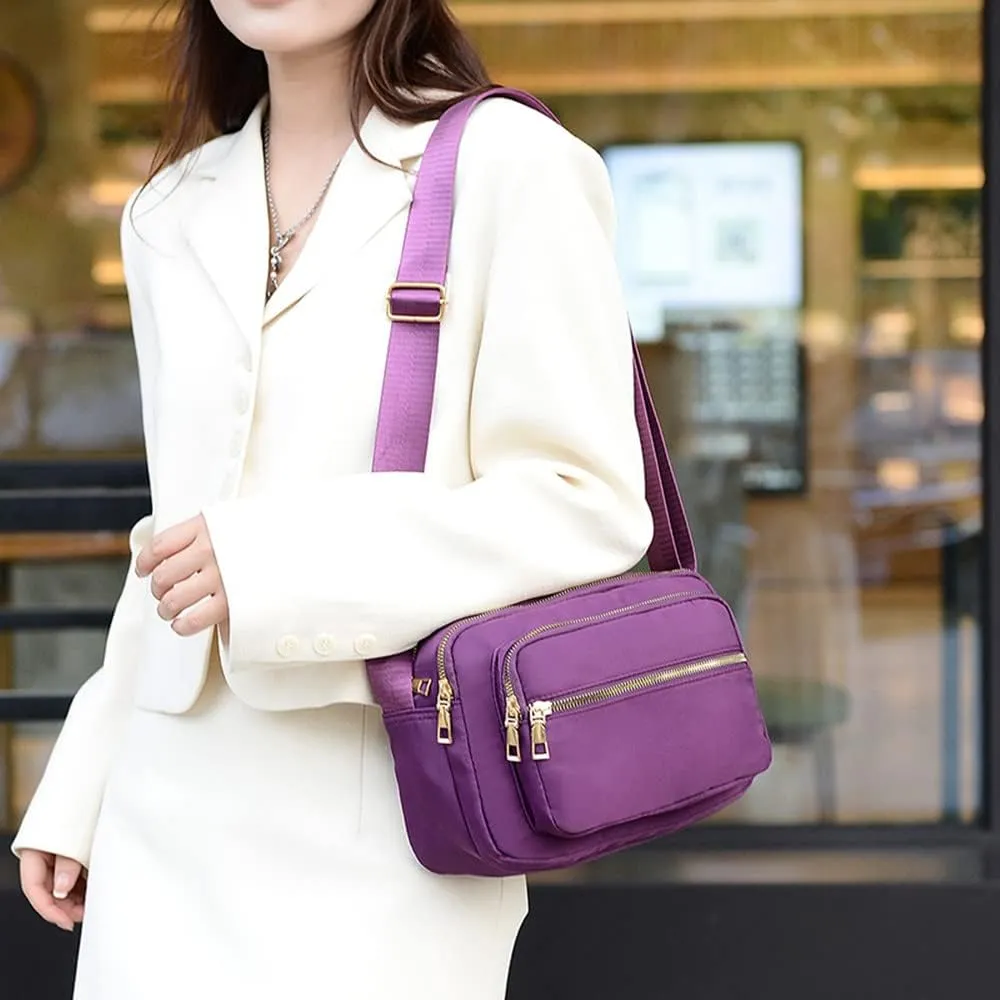 DIHKLCIO Nylon Crossbody Bags for Women Purses and Handbags Women's Casual Messenger Bags Waterproof Black Crossbody Purse