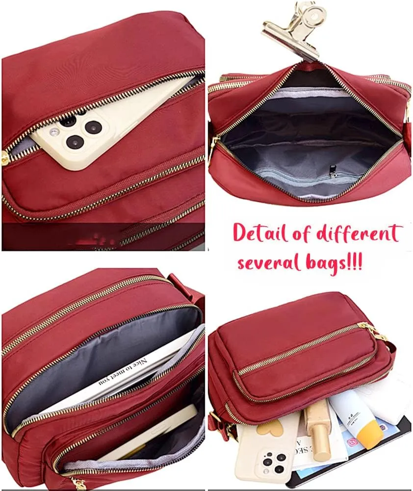 DIHKLCIO Nylon Crossbody Bags for Women Purses and Handbags Women's Casual Messenger Bags Waterproof Black Crossbody Purse