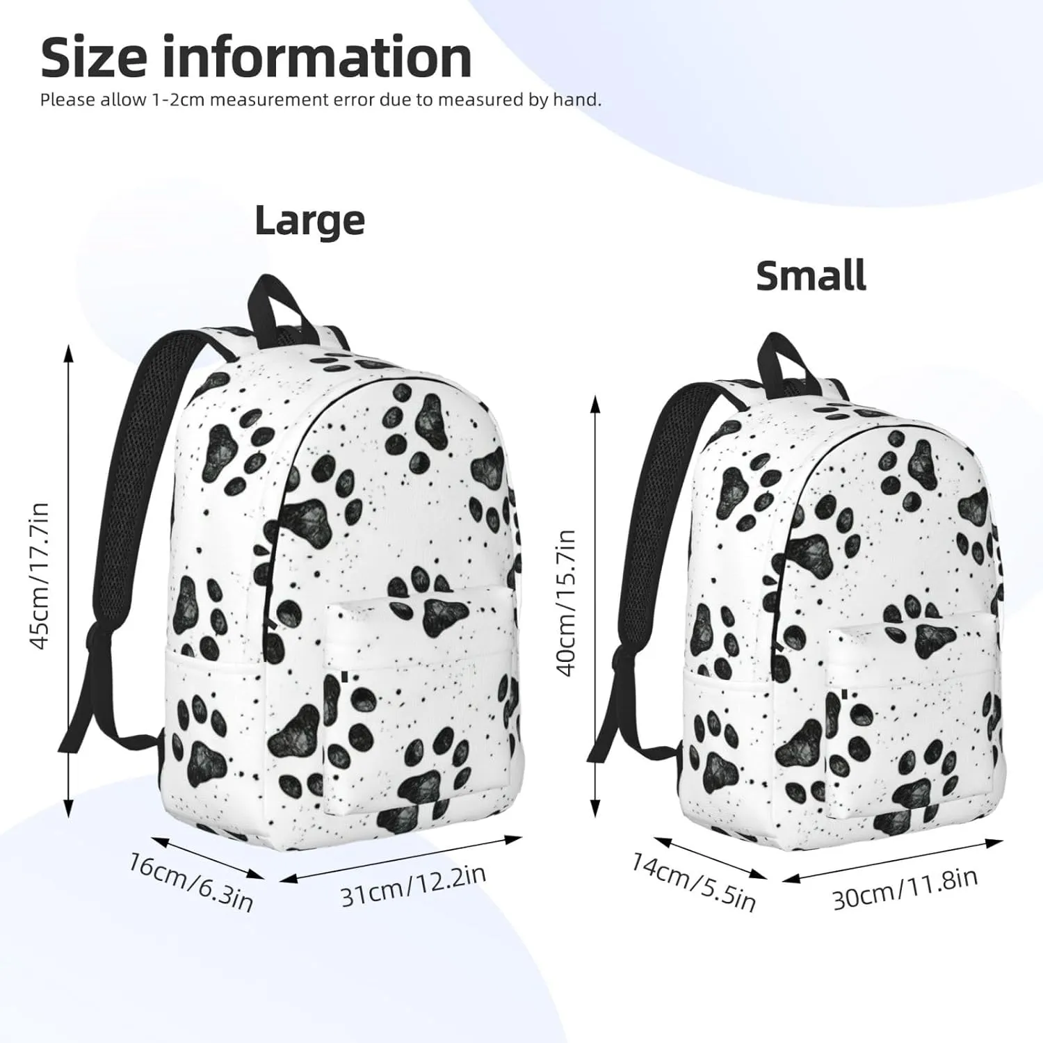 Dog Paw Pattern Print Canvas Backpack Women,Mens Travel Casual Daypack Bookbag For Laptop Work Travel Hiking