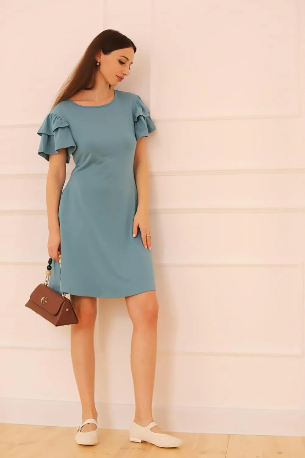 Dokotoo Women 2025 Summer Ruffle Edge Sleeve Dresses Floral Casual Beach Mini Dress with Pocket