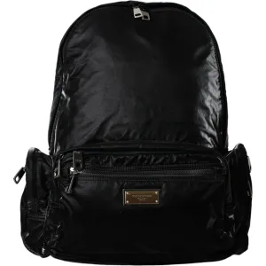 Dolce & Gabbana Black Patent Leather Logo Plaque Backpack Bag