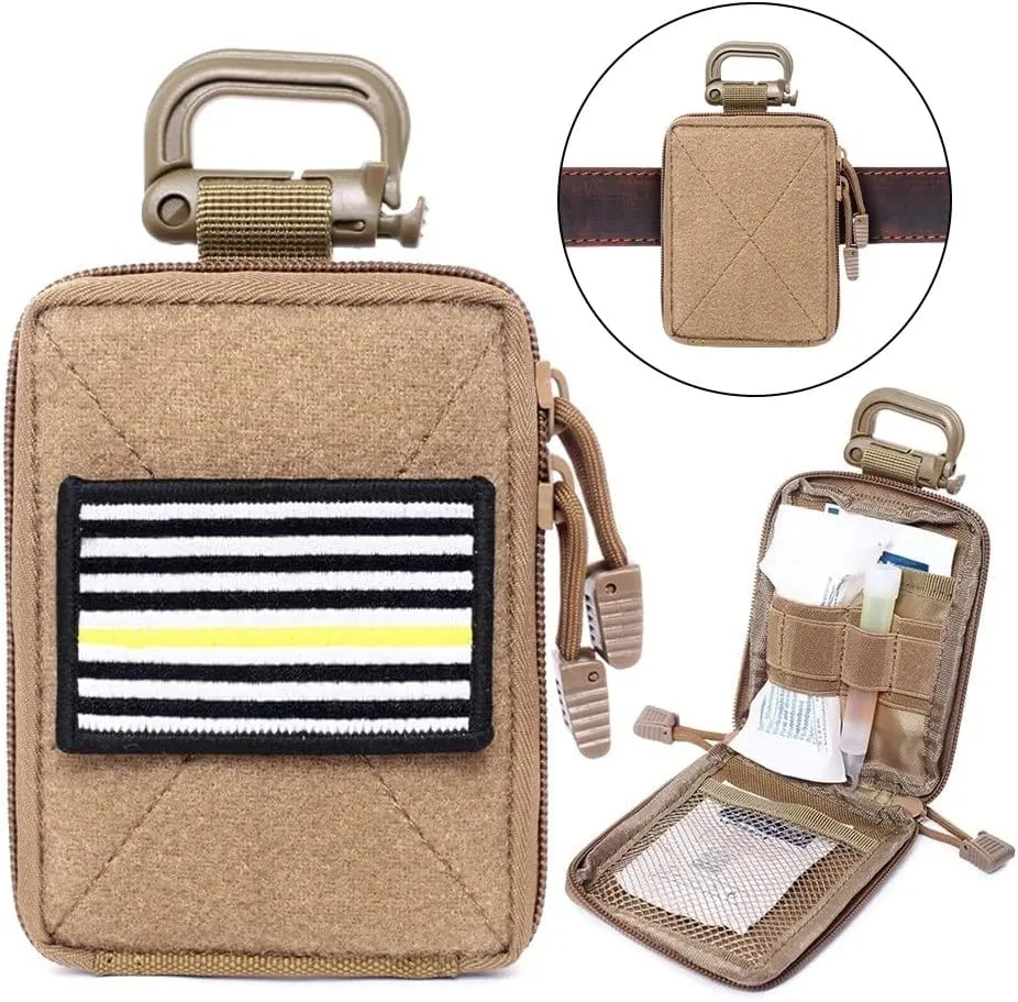 DONGKER EDC Molle Pouch, Tactical Waist Bags, Waterproof First Aid Bag, Micro Pocket Organiser with Carabiner for Outdoor Medical Emergency