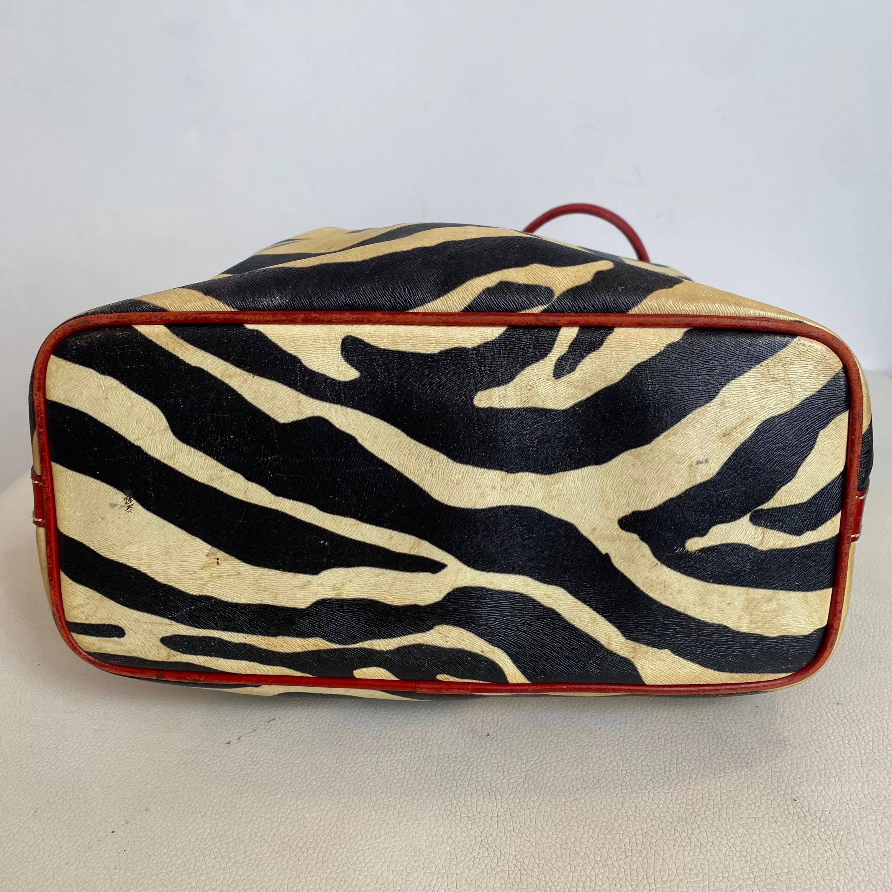 DOONEY & BOURKE Leather Zebra Drawstring Bucket Bag