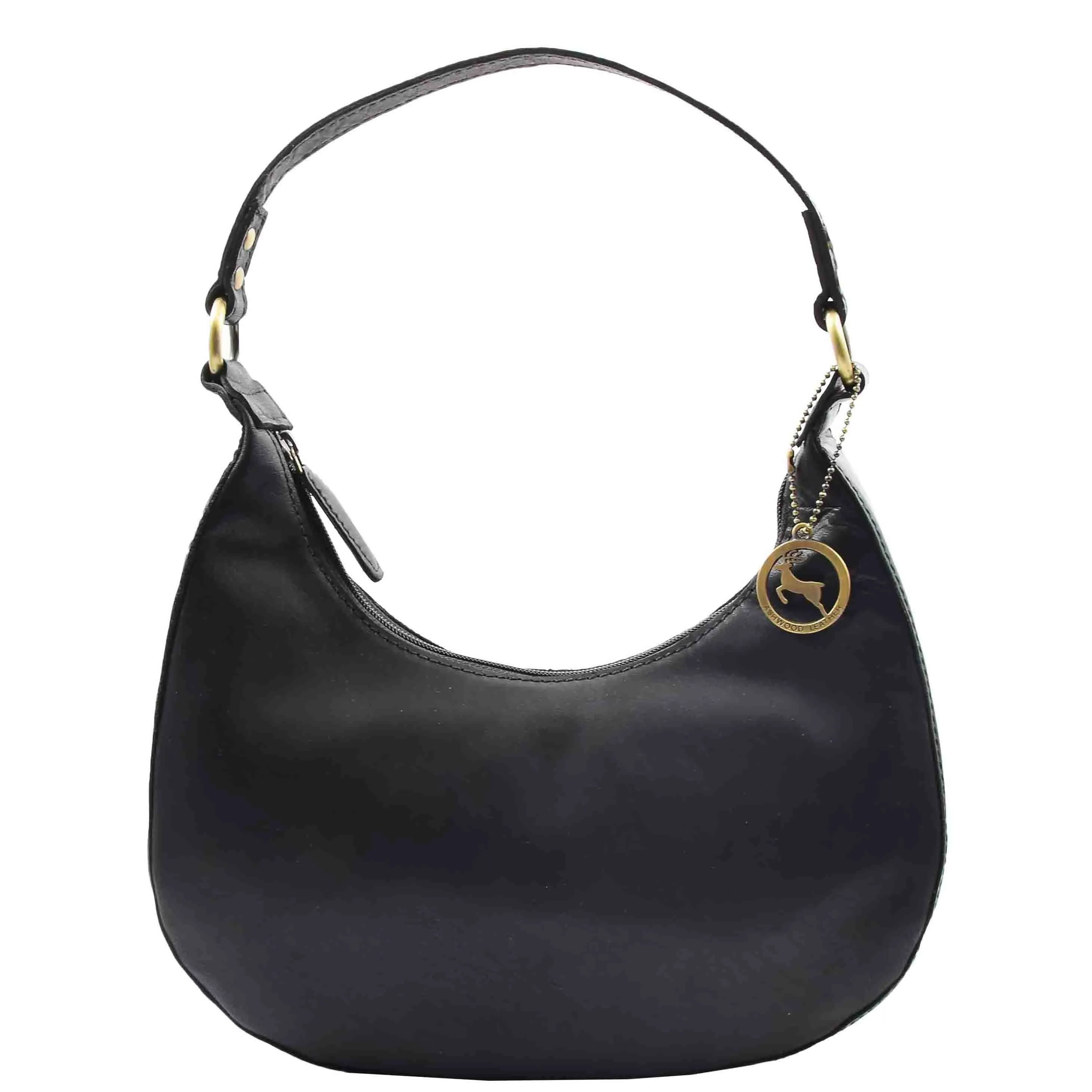 DR557 Women's Real Leather Classic Shoulder Hobo Bag Black