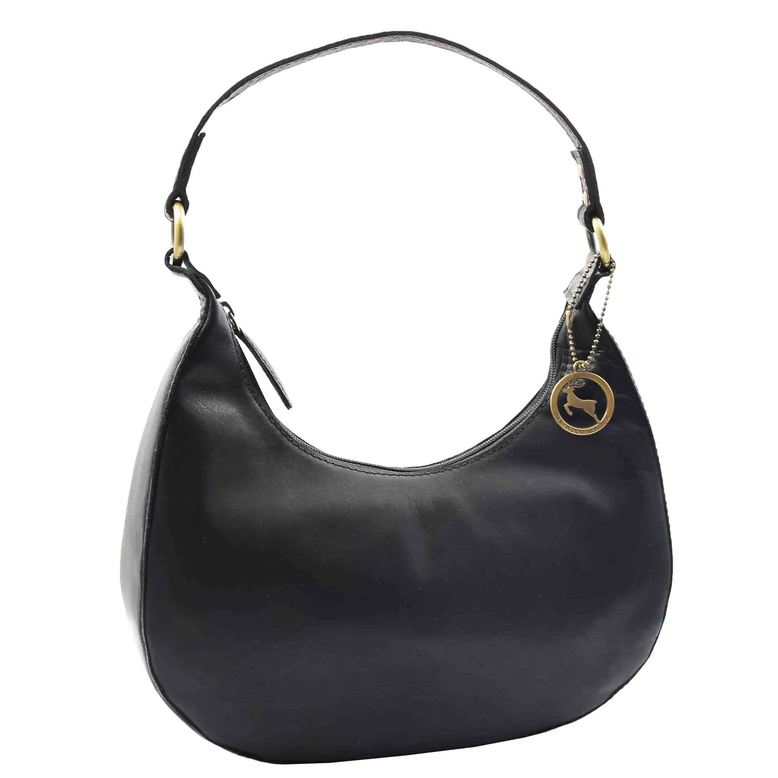 DR557 Women's Real Leather Classic Shoulder Hobo Bag Black
