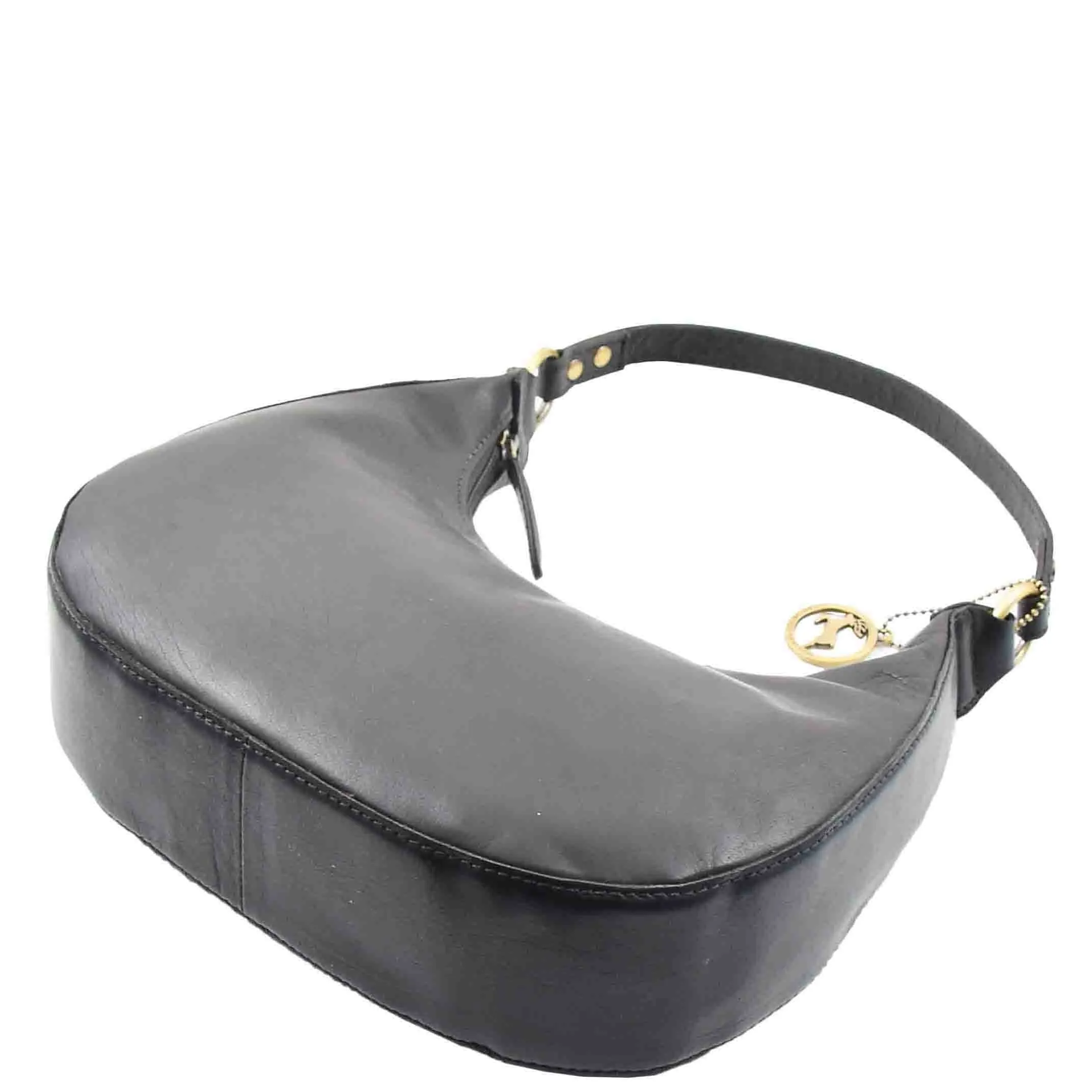 DR557 Women's Real Leather Classic Shoulder Hobo Bag Black