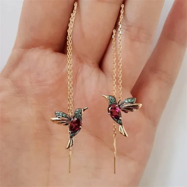 Drop Chain Earrings | Rhinestone Earrings | Pendant Studs | Korean Style Earring | Metal long Earring | Cable Chain Earring | Dangle Earring