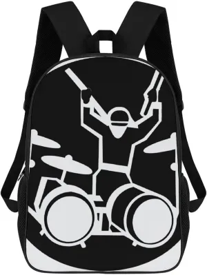 Drummer Business Laptop Backpack for Women Men 17 Inch Carry on Backpack Waterproof Black Bookbag Fashion Lightweight Backpacks for Travel Hiking Camping Casual Daypack Backpacks