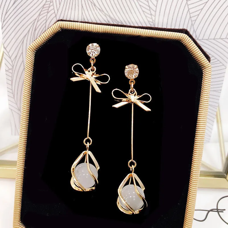 E1425 - Korean Bowknot Dropdown Earrings