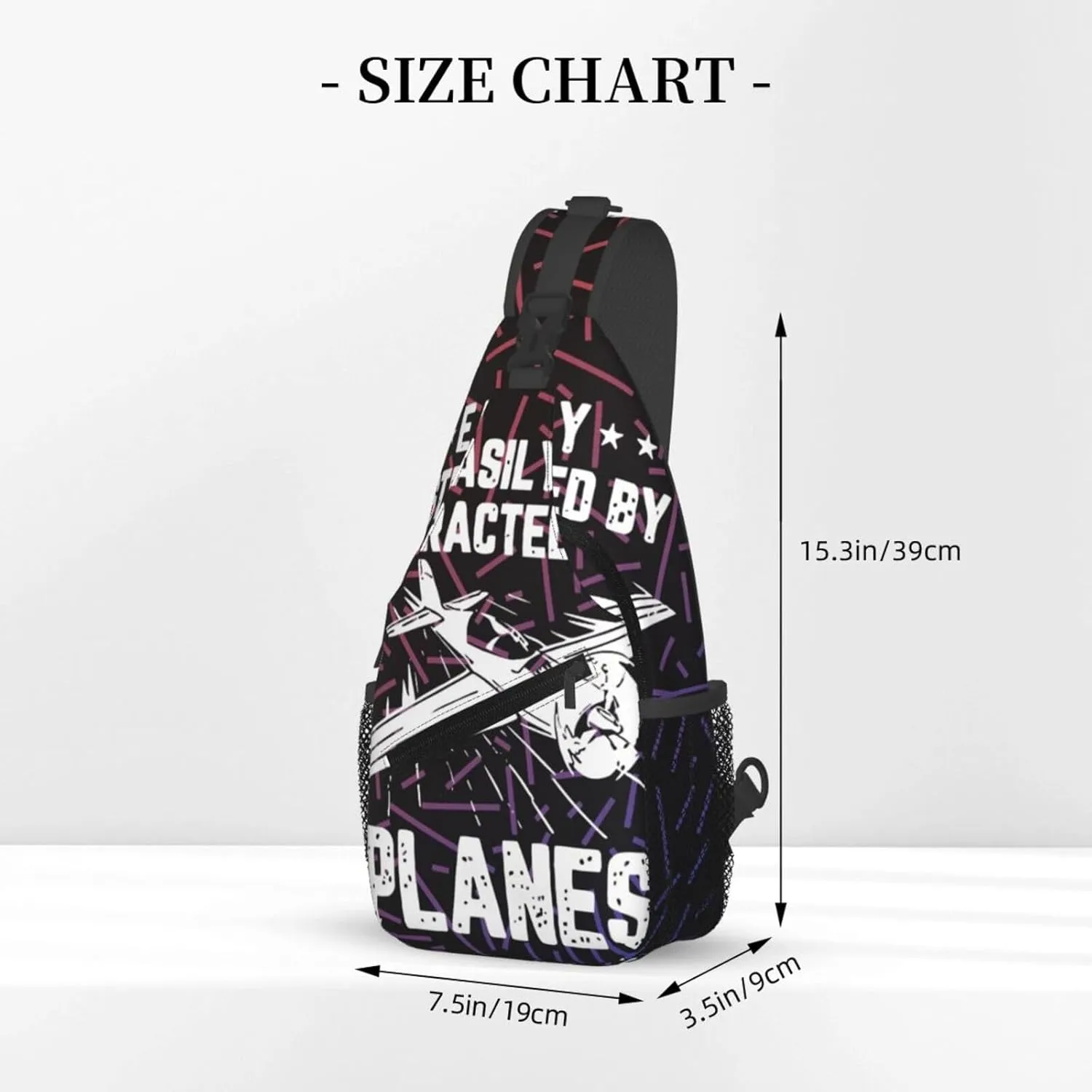 Easily Distracted By Airplanes Bright Small Crossbody Backpack Sling Bag For Men Women Mini One Shoulder Chest Bags Gym Sport Travel Hiking Daypack