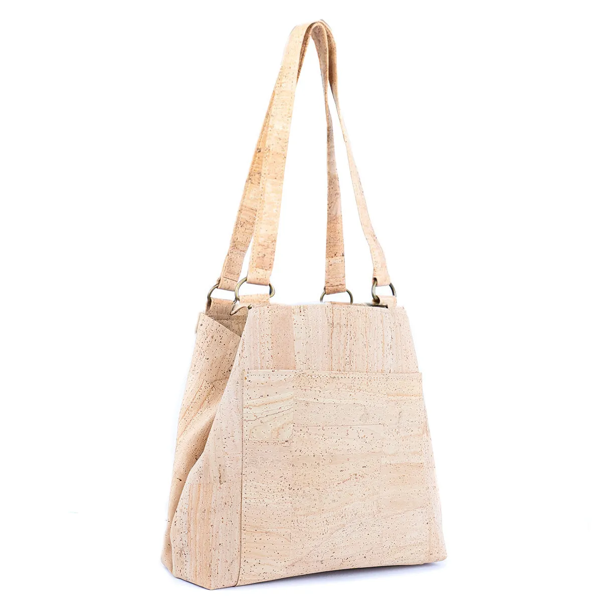 Eco-Friendly Cork Tote Bag for Women with Front Pocket