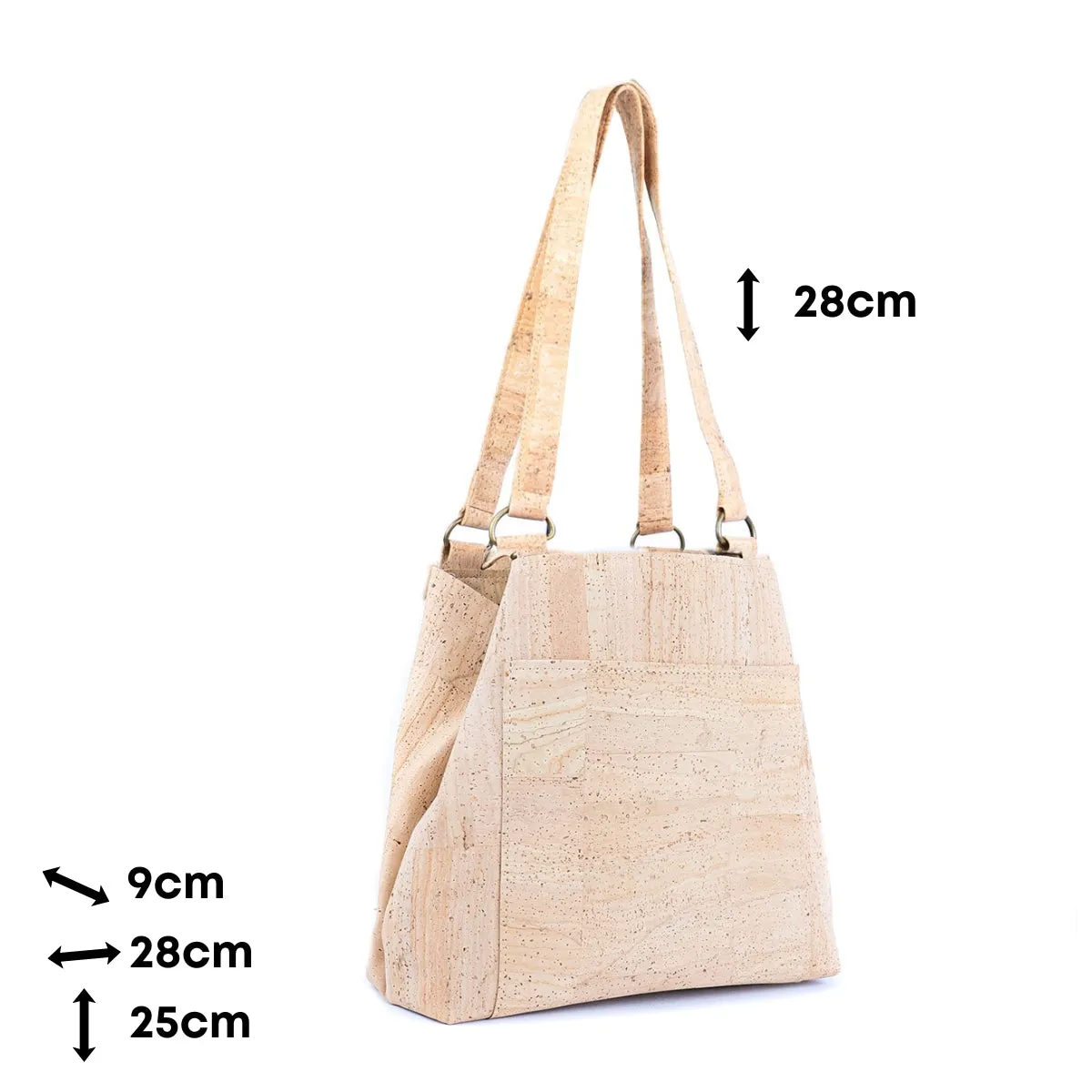 Eco-Friendly Cork Tote Bag for Women with Front Pocket