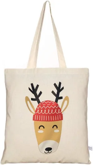 EcoRight Canvas Christmas Tote bag for Women, Reusable Grocery Bag, Cute Bags, Printed Cotton Shopping bag, Beach bags, Gift bags, Bridesmaids Tote Bags, Book Bag