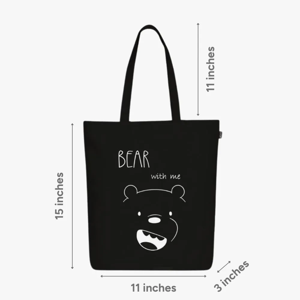 Ecoright Tote Bag for Women with Zipper, Small Tote Bag, Canvas Bag, Reusable Cotton Bag for Beach, Grocery, School & Work