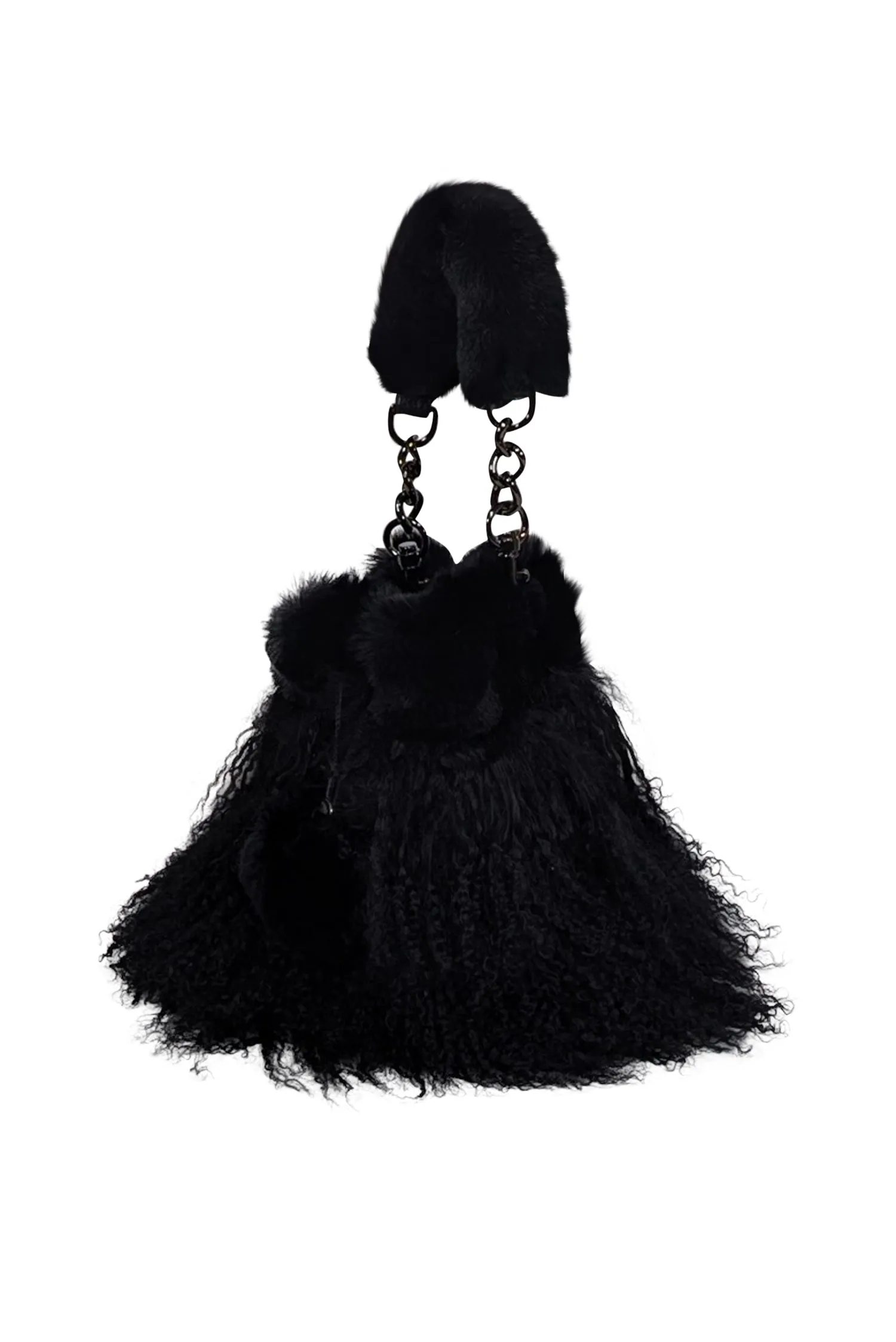 Ectcetra - Black Lamb Fur Mini Bucket Bag