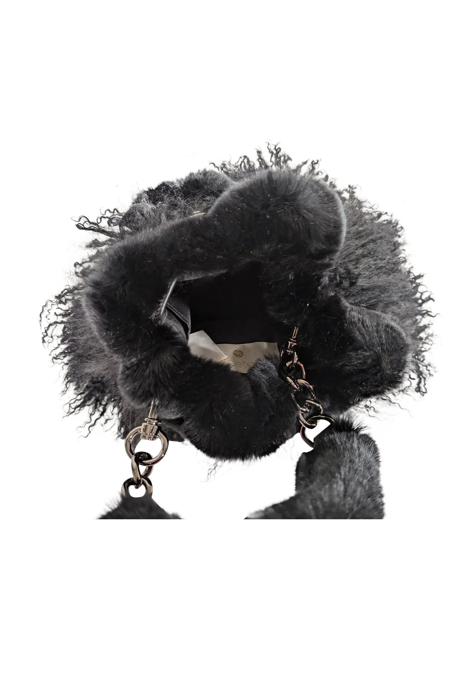 Ectcetra - Black Lamb Fur Mini Bucket Bag