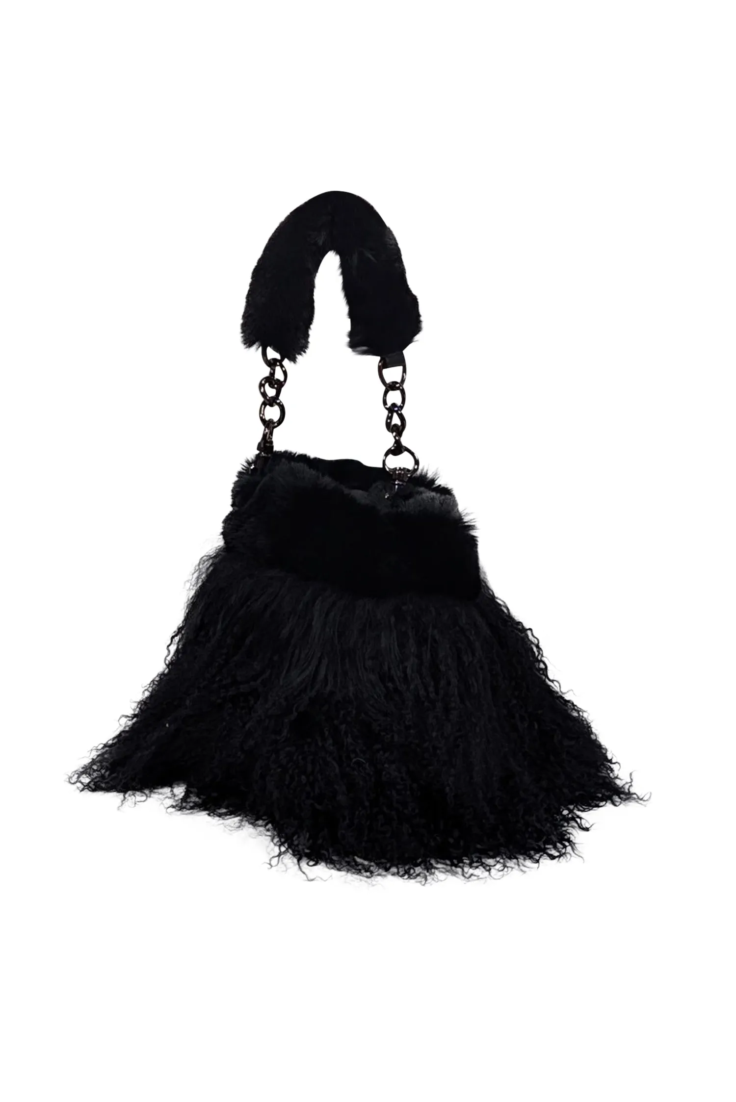 Ectcetra - Black Lamb Fur Mini Bucket Bag