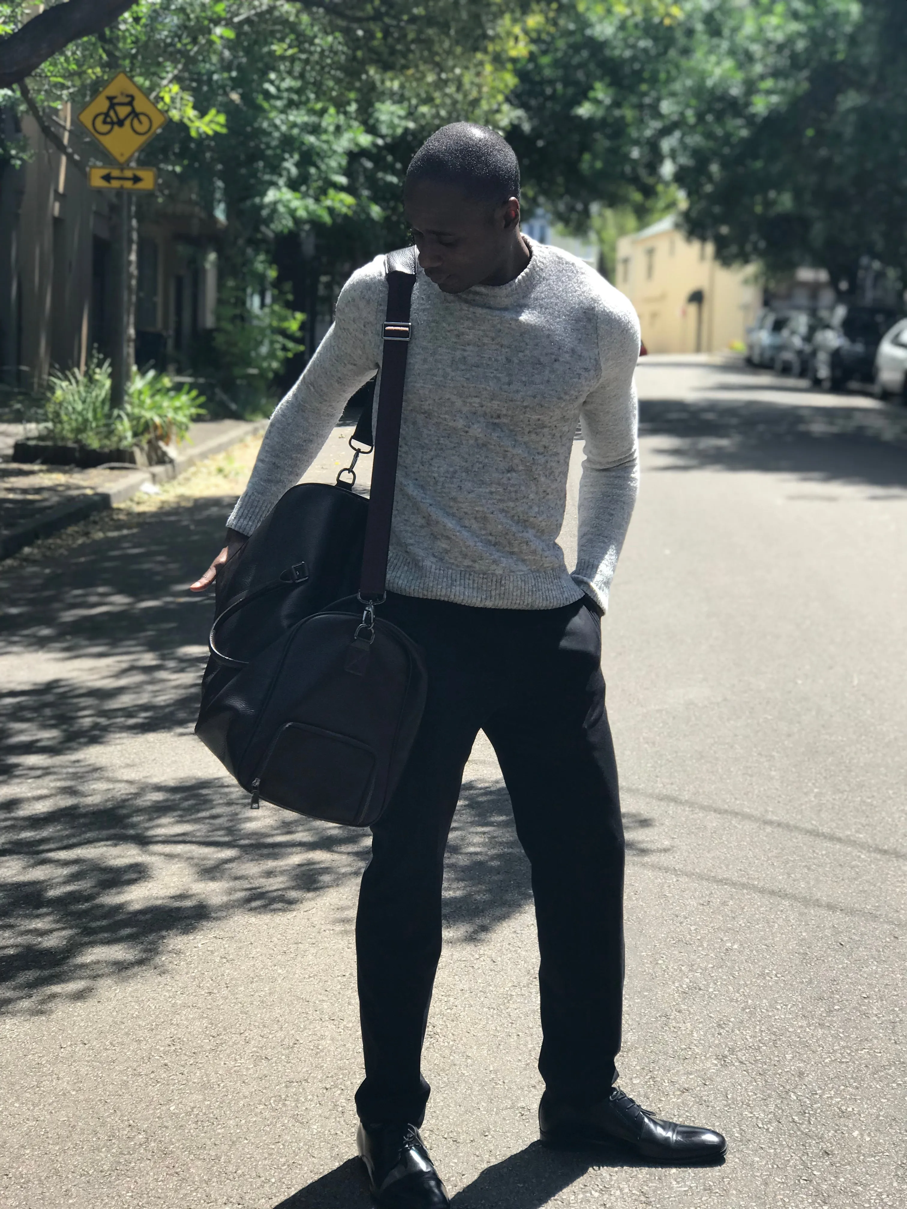 EDMOND SNR LARGE LEATHER WEEKEND TRAVEL BAG