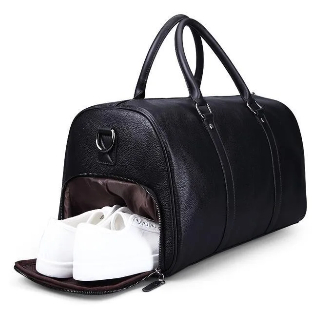 EDMOND SNR LARGE LEATHER WEEKEND TRAVEL BAG