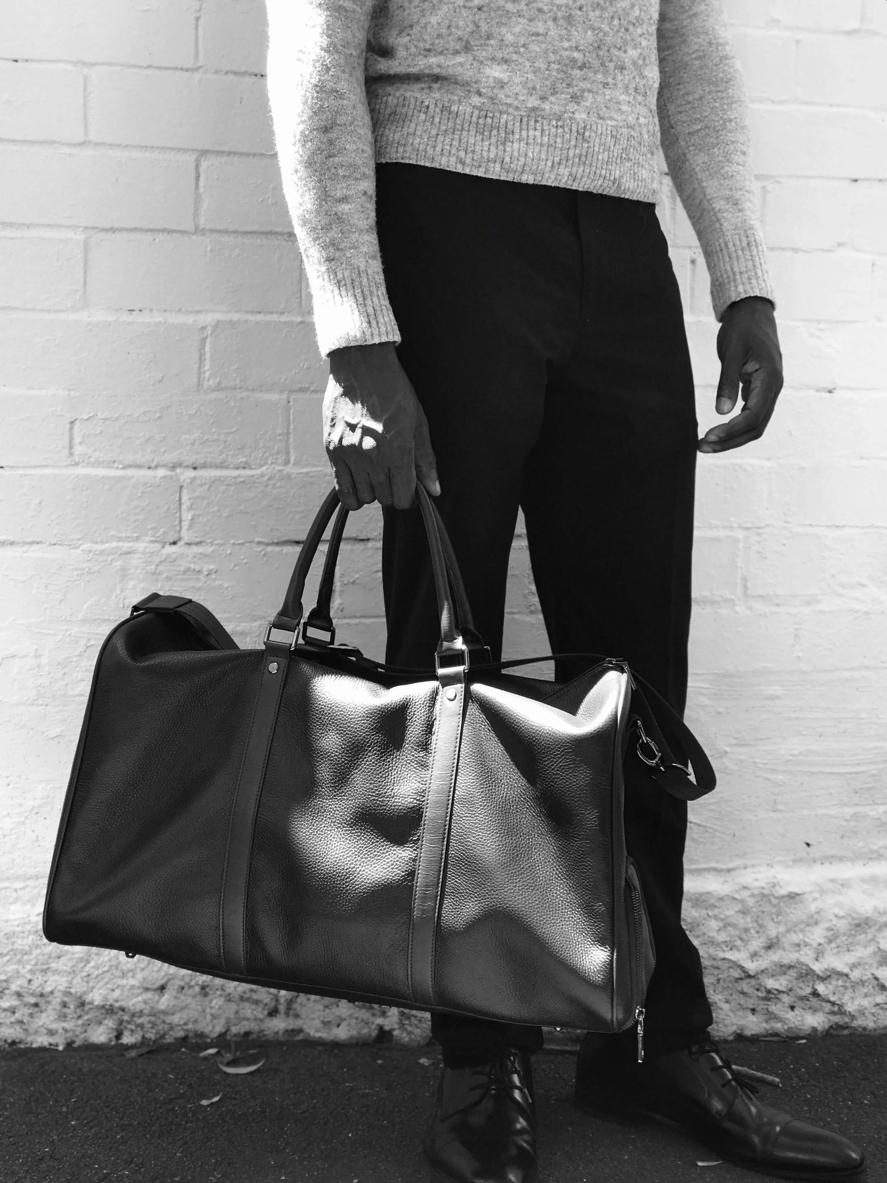 EDMOND SNR LARGE LEATHER WEEKEND TRAVEL BAG
