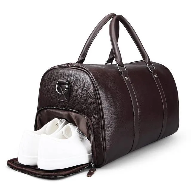 EDMOND SNR LARGE LEATHER WEEKEND TRAVEL BAG