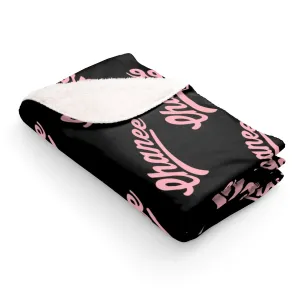 Ehanee Script Sherpa Fleece Blanket