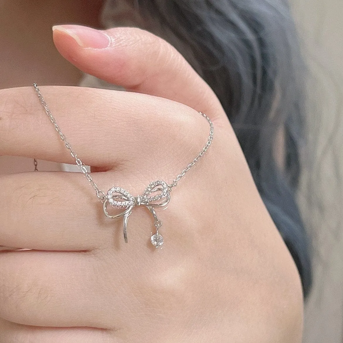 Elegant Kawaii Bowknot Charm Necklace