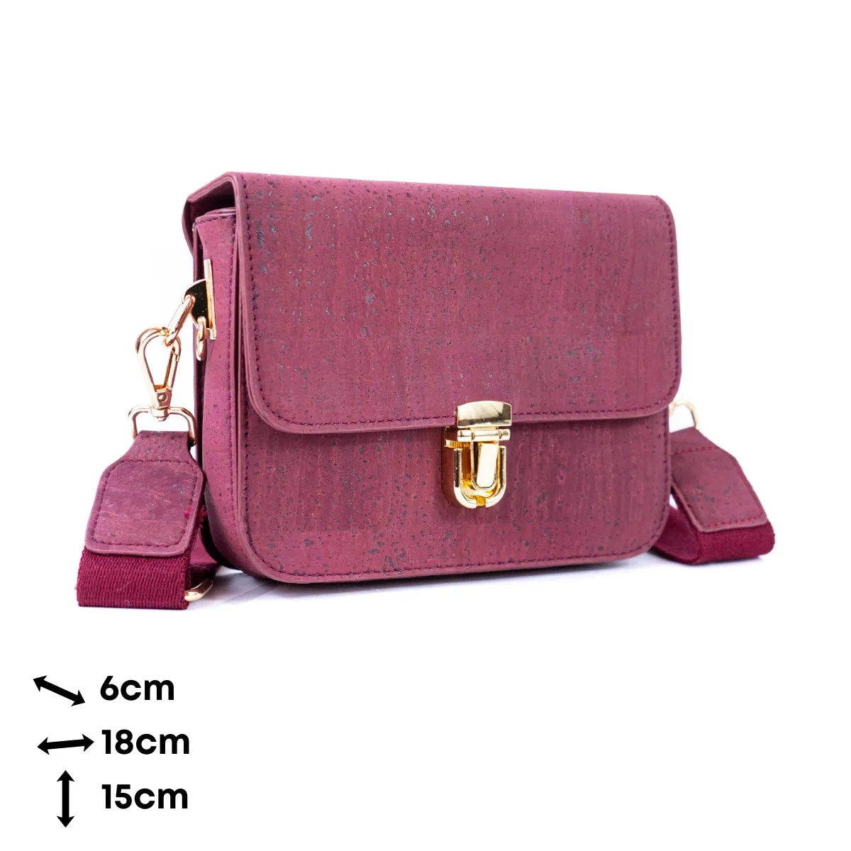 Elegant Solid Color Cork Crossbody Bag with Gold Clasp