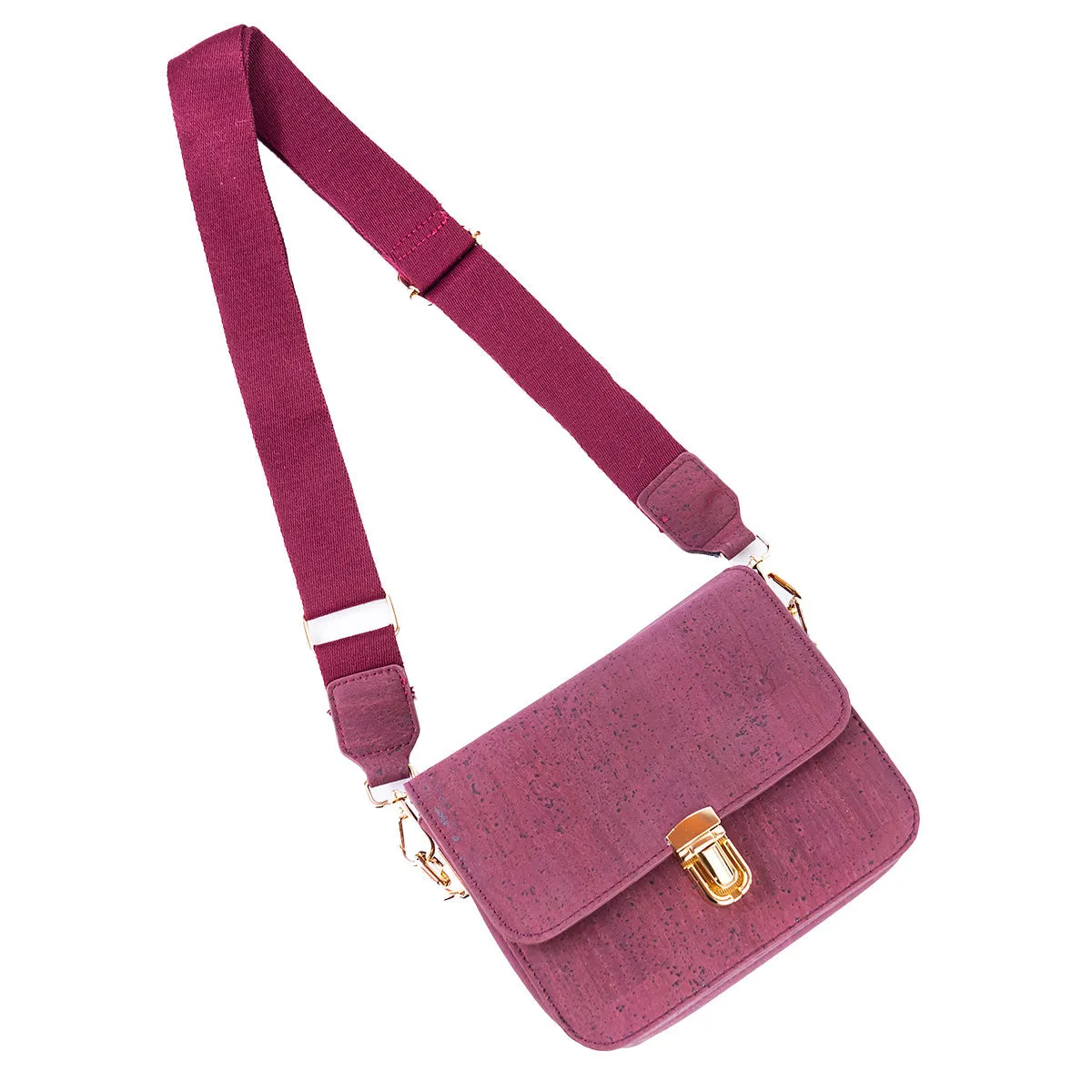 Elegant Solid Color Cork Crossbody Bag with Gold Clasp