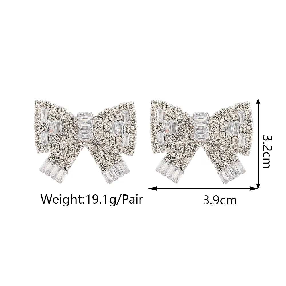Elegant Sweet Cute Bowknot Fashion Rhinestone Stud Earrings For Women