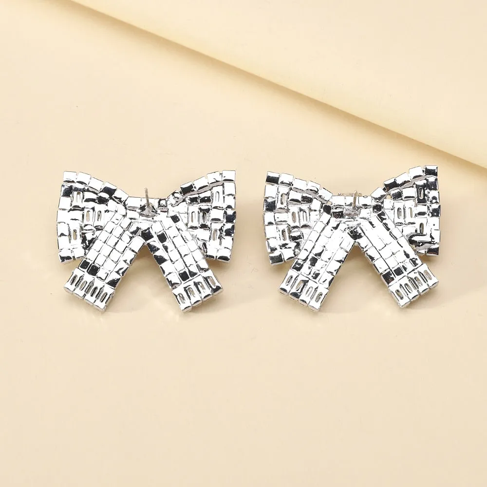 Elegant Sweet Cute Bowknot Fashion Rhinestone Stud Earrings For Women