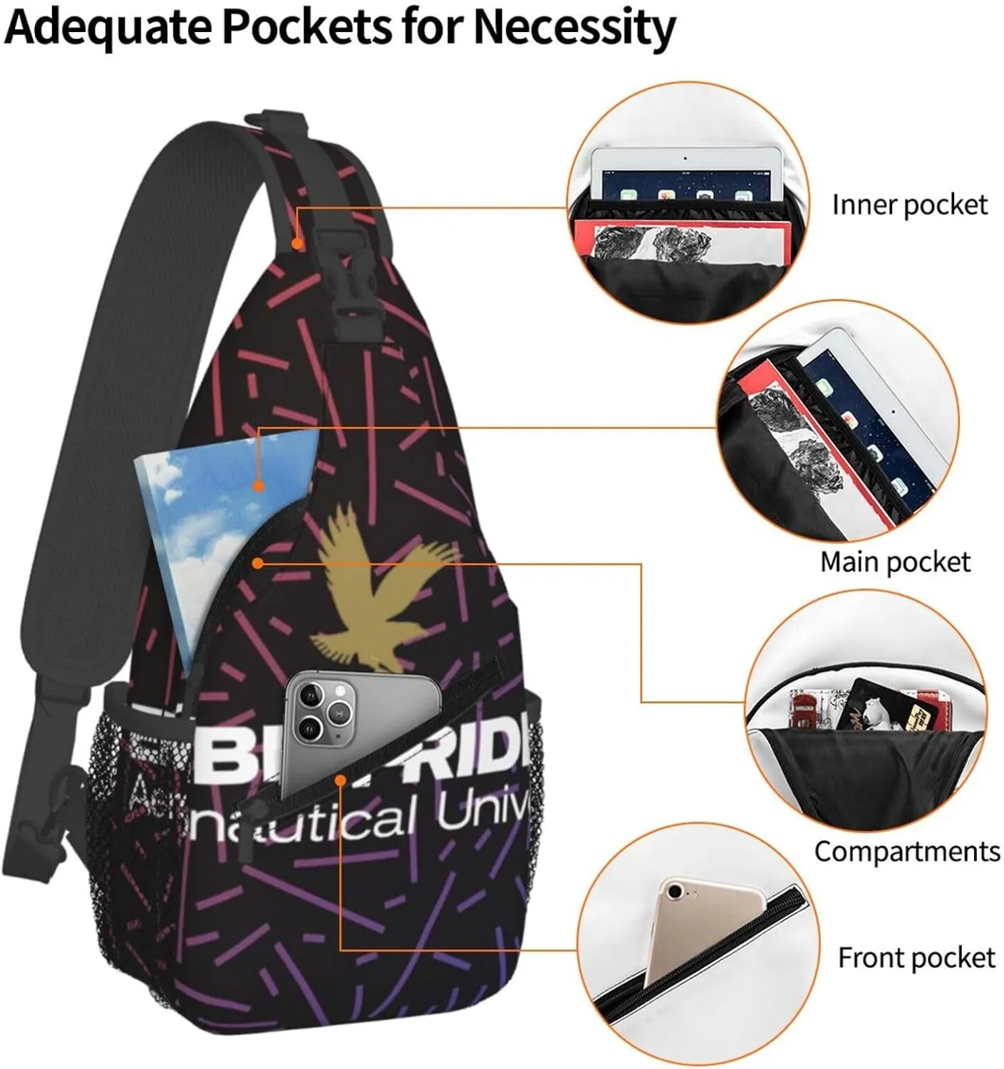 Embry_Riddle_Aeronautical_University Small Crossbody Backpack Sling Bag For Men Women Mini One Shoulder Chest Bags Gym Sport Travel Hiking Daypack