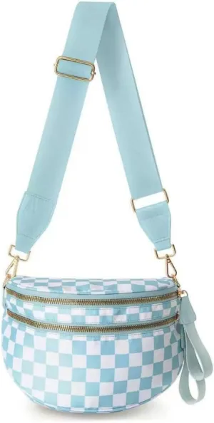 Emmafy GoFree -The RoomiestCrossbody for Women, Roomy Checkered Nylon Purse, Travel Hobo & Bum Bag