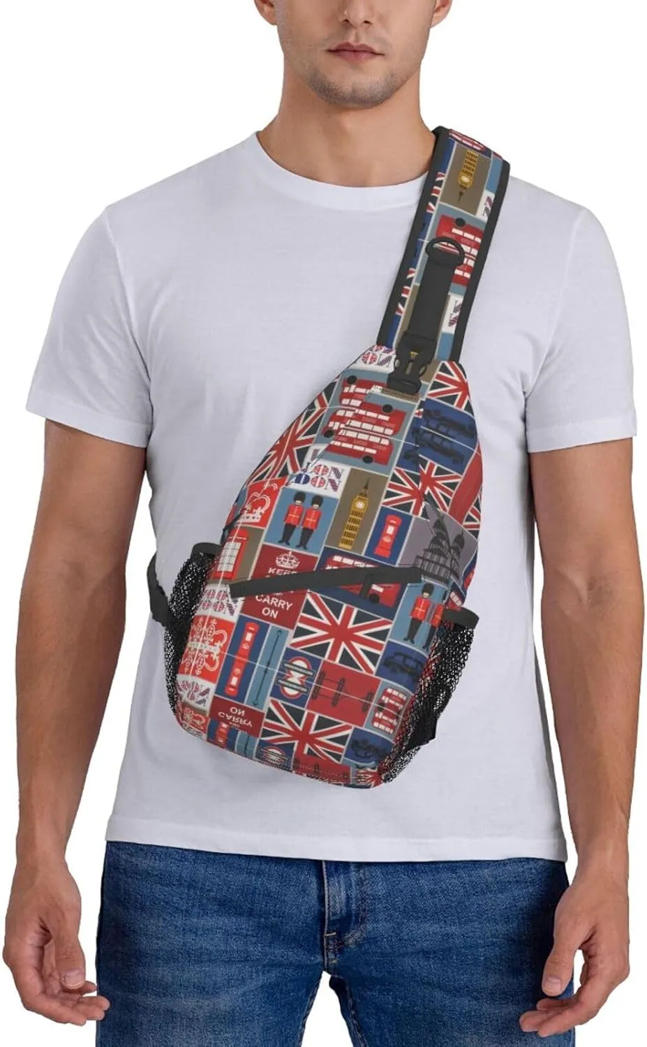 England Symbols Unisex Crossbody Backpack Travel Hiking Casual Chest Bags Lightweight Fashion