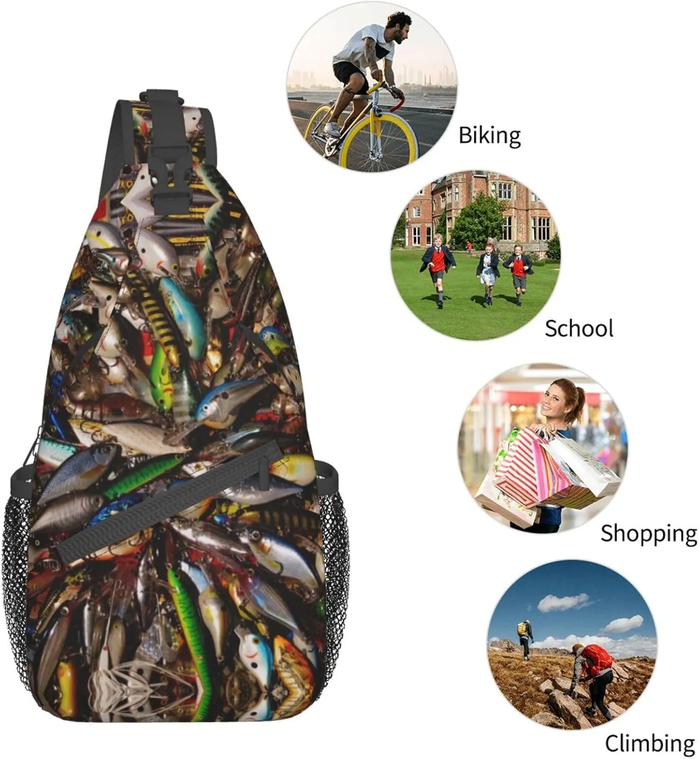 England Symbols Unisex Crossbody Backpack Travel Hiking Casual Chest Bags Lightweight Fashion