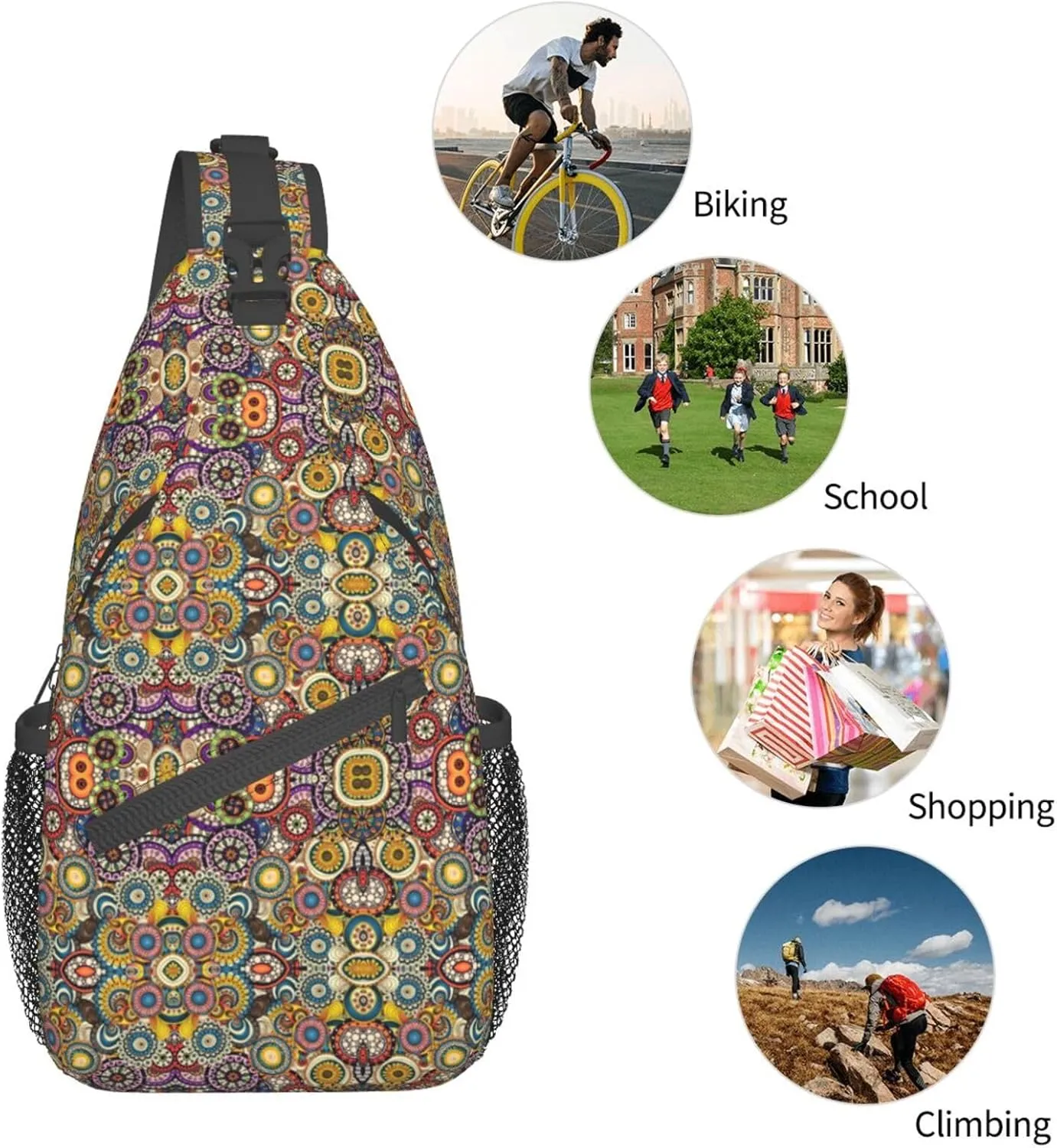 England Symbols Unisex Crossbody Backpack Travel Hiking Casual Chest Bags Lightweight Fashion