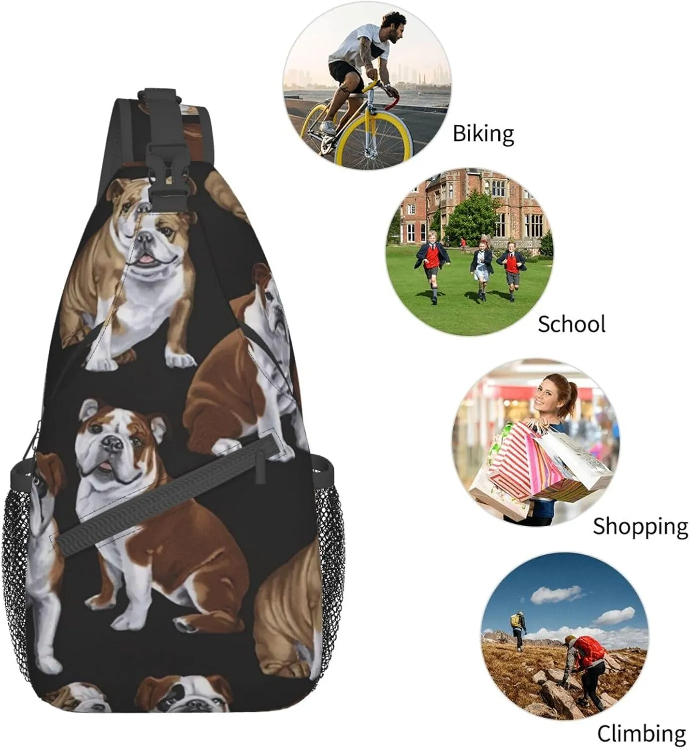 England Symbols Unisex Crossbody Backpack Travel Hiking Casual Chest Bags Lightweight Fashion