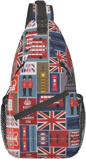 England Symbols Unisex Crossbody Backpack Travel Hiking Casual Chest Bags Lightweight Fashion