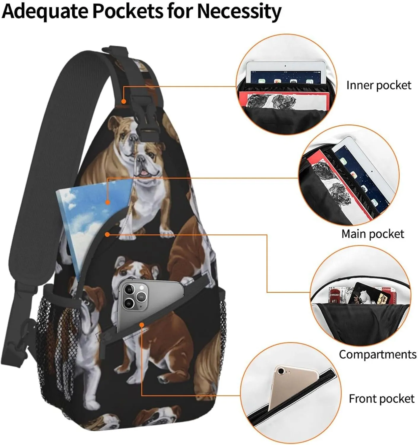 England Symbols Unisex Crossbody Backpack Travel Hiking Casual Chest Bags Lightweight Fashion