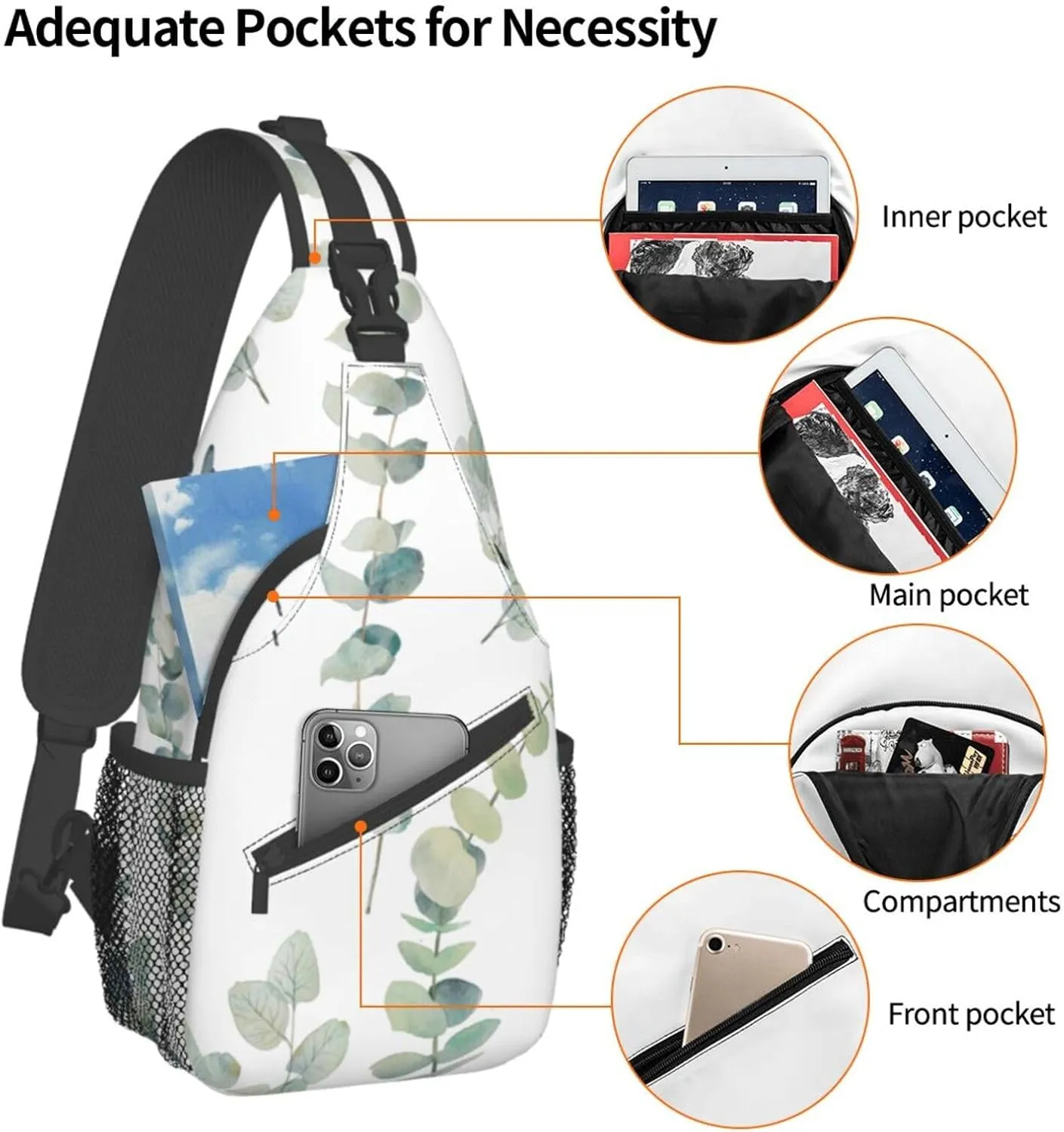 England Symbols Unisex Crossbody Backpack Travel Hiking Casual Chest Bags Lightweight Fashion